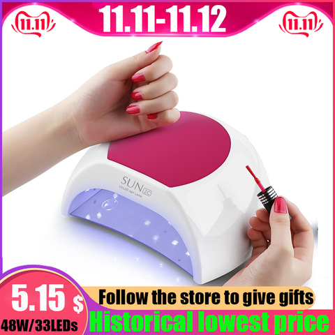 48W lampe LED pour ongles sèche-ongles double main 33 pièces LED lampe UV pour le traitement UV Gel vernis à ongles avec détection de mouvement manucure Salon outil ► Photo 1/6