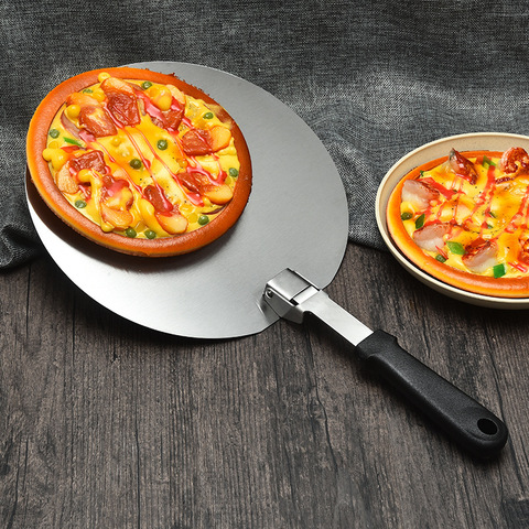 Spatule à Pizza avec manche en plastique pliable, palette à pâtisserie antiadhésive ronde en acier inoxydable, accessoires de cuisine, outils pour gâteaux ► Photo 1/6