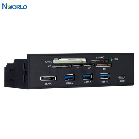 Nworld-lecteur de carte multifonction tout-en-1 d'ordinateur, 5.25 pouces STW, panneau avant, 3ports USB 3.0, USB 3.1, prend en charge M2, MSO, SD, MS ► Photo 1/6