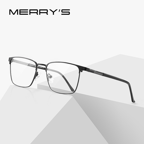 MERRYS-lunettes optiques carrées, DESIGN de luxe pour hommes, en alliage de titane, monture carrée, ultralégère, myopie, Prescription, S2039 ► Photo 1/6
