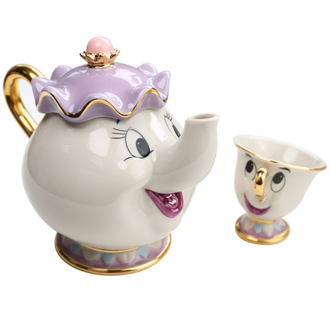 Théière des dessins animés, la belle et la bête, grande tasse, madame Potts, à puce, un ensemble, adorable cadeau de noël, 2022 ► Photo 1/3