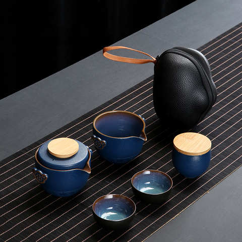 Personnaliser chinois Kung Fu café en céramique Portable ensemble de théière voyage Gaiwan thé tasses de thé cérémonie tasse à thé Fine main Pot ► Photo 1/6