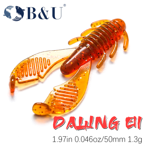 B & U 50mm leurre de pêche souple appâts truite basse leurre Silicone crevettes nagbait gigotant Wobblers pour brochet appât en caoutchouc artificiel ► Photo 1/6