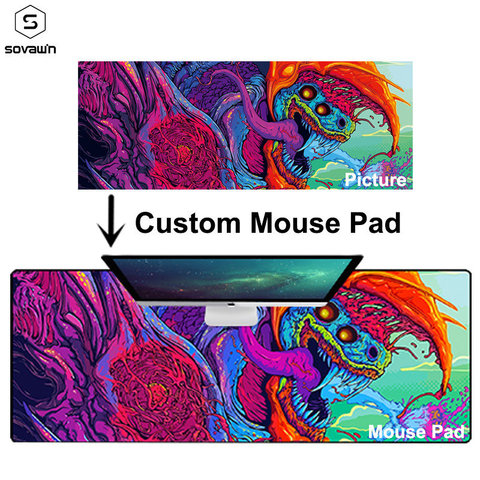 Grand tapis de souris personnalisé XL, en caoutchouc, à bord de verrouillage, de jeu, XXL, animé, 900x400mm, pour clavier Csgo Hyper Beast ► Photo 1/6