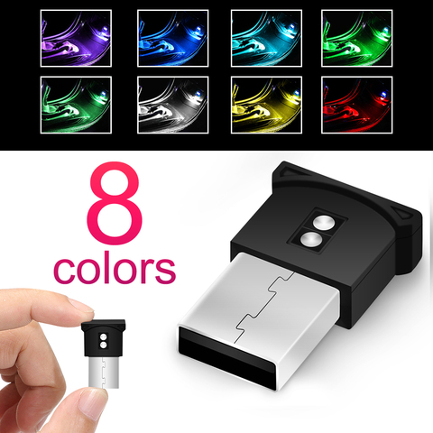 Mini USB LED voiture lumière Auto intérieur atmosphère lumière lampe décorative éclairage de secours PC Auto coloré lumière voiture accessoire ► Photo 1/6