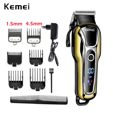 100-240V kemei rechargeable tondeuse à cheveux professionnel tondeuse à cheveux machine à raser les cheveux coupe barbe rasoir électrique ► Photo 1/6