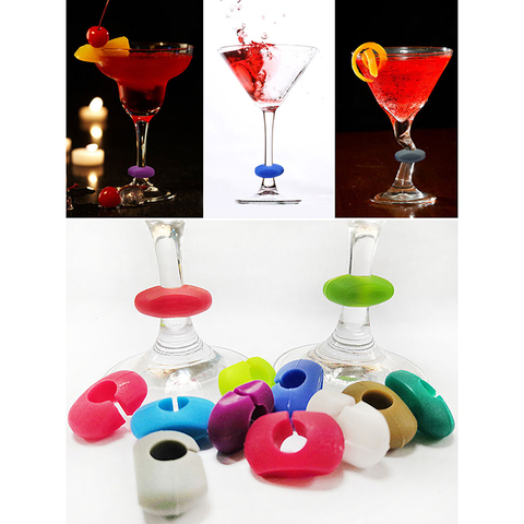 24 pièces Silicone rouge vin verre marqueur créatif marqueur charme verre à boire Identification tasse étiquettes étiquette signes pour la fête ► Photo 1/6