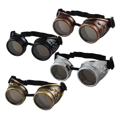 Lunettes de moto Steampunk en métal lourd lunettes de pilote de Style gothique lunettes de protection pour Cosplay décorations d'halloween ► Photo 1/6