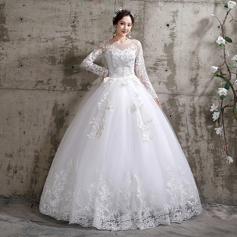 Robe De mariée en dentelle à manches longues, vêtement De bal De luxe, grande taille, nouvelle collection 2022 ► Photo 1/6