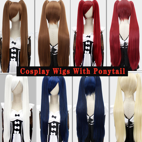 LUPU – perruque synthétique longue pour Cosplay, queue de cheval, Blonde, violette, bleue, grise, rouge, noël, Halloween, Fiber résistante à la chaleur ► Photo 1/6