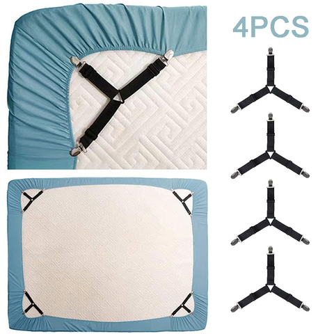 Pinces élastiques pour drap de lit, attache de ceinture, Clips pour drap de lit, couvre-matelas, porte-couvertures, Fixation de canapé, Gadgets d'organisation, 4 pièces/ensemble ► Photo 1/6