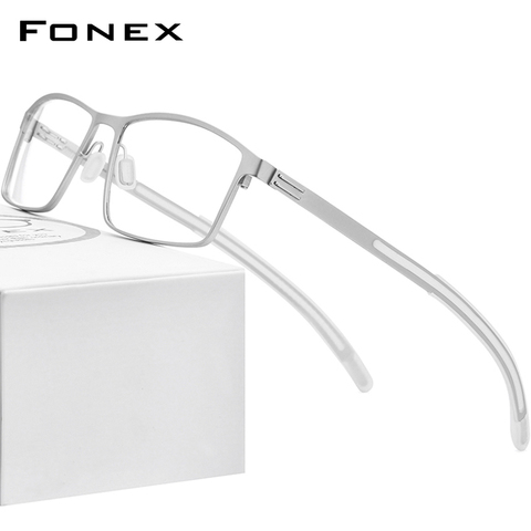 FONEX-de-lunettes optiques pour hommes, monture en alliage, verres de Prescription carrée pour myopie, nouveau 2022, métal complet sans vis, 995 ► Photo 1/6