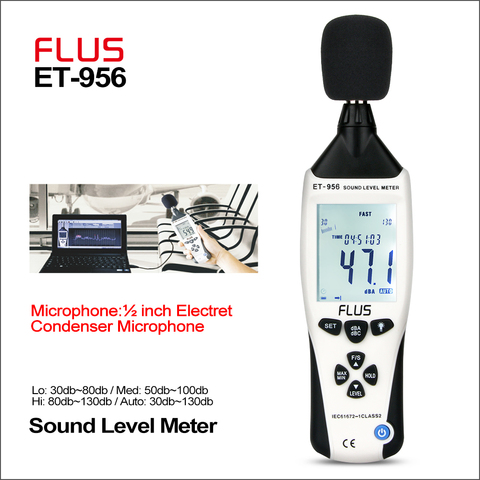 Sonometros Sonometros Sonometros Sonometros sonomètre professionnel numérique Sonometros niveau Audio 30-130dB câble USB décibels mètre ► Photo 1/6