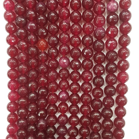 Perles de rubis rouges à facettes claires 4/6/8/10/12MM, pierre précieuse, énergie de guérison, pierre naturelle, pour la fabrication de bracelets, bricolage ► Photo 1/6