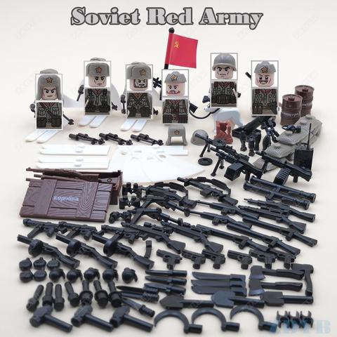 WW2 russie soviétique rouge armée Front de l'est armée américaine Mini soldat militaire Figure arme pistolet bloc de construction brique enfants jouet ► Photo 1/2