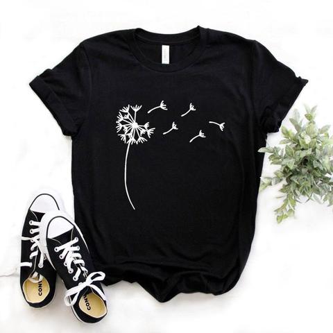 Wildflower pissenlit imprimé femmes t-shirt coton décontracté drôle t-shirt cadeau pour dame Yong haut pour fille t-shirt ► Photo 1/4