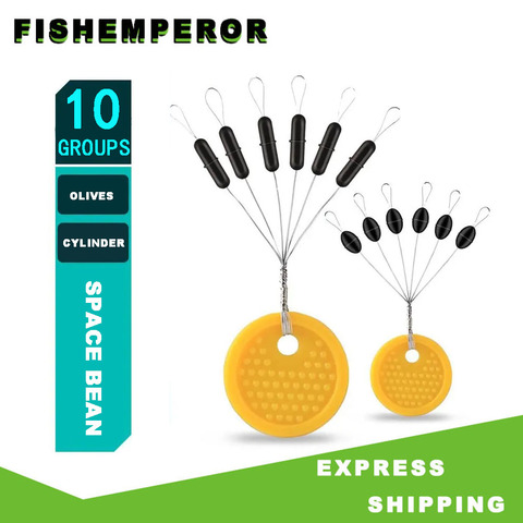 60 pièces 10 groupe jaune ensemble haute qualité en caoutchouc espace haricots pour mer carpe mouche accessoires de pêche Spinner appât poisson Sport outil visage ► Photo 1/6