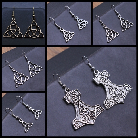 Vintage Triquetra symbole chanceux amulette Viking nordique Odin symbole goujons boucle d'oreille Triquetra boucles d'oreilles pour femmes fille cadeau ► Photo 1/1