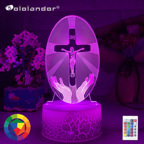 Lampe Led Crucifixion de jésus, veilleuse pour décoration d'église, cadeau sympa pour les musulmans, lampe de Table de chambre alimentée par batterie Usb ► Photo 1/6