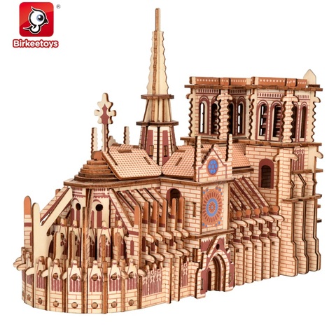 Architecture Notre-Dame De Paris briques De Construction bricolage 3D Puzzle en bois Jiasaw adolescents jouets pour adultes modèle De Construction tour Eiffel ► Photo 1/6