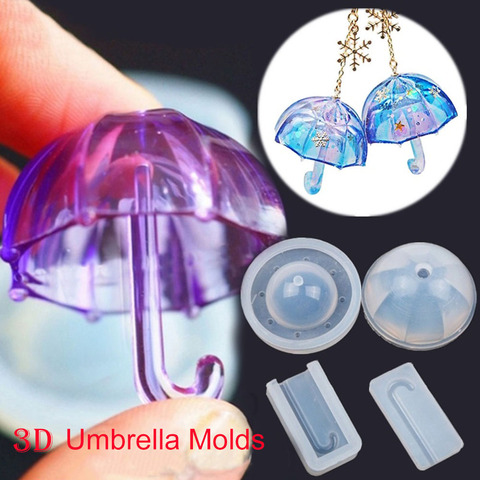 Moule en Silicone époxy 3D parapluie, fabrication de décoration de gâteau Fondant, moule en résine pour bijoux, bijoux à bricoler soi-même ► Photo 1/6