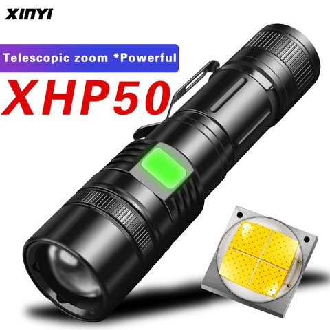 Lampe de poche LED XHP50, puissante, Rechargeable par USB, Zoom, 5 modes, lanterne, piles 18650/26650, 60000LM ► Photo 1/6