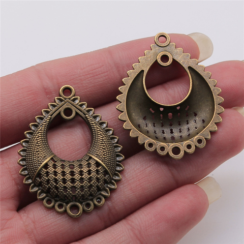 5 pcs/lot boucle d'oreille connecteur breloques pour la fabrication de bijoux 31x39mm Antique Bronze couleur bricolage artisanat accessoires ► Photo 1/3