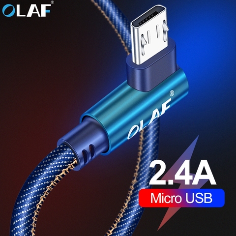 OLAF – câble Micro USB 90 degrés de 2m pour recharge rapide, cordon de chargeur pour téléphone Samsung Xiaomi Huawei ► Photo 1/6