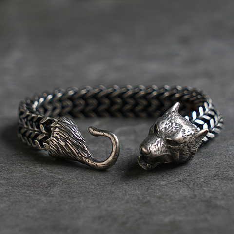 Bracelet en acier inoxydable pour hommes et unisexe, loup Viking ► Photo 1/5