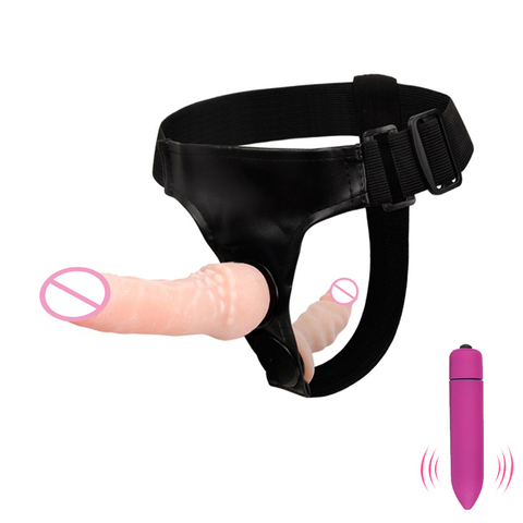 Sangle sur réaliste Double gode pantalon pour femme hommes Couples gode culotte pour lesbien Gay chair violet vibrateur gode pour Gay ► Photo 1/6