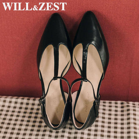 Will & Zest jaune escarpins t-strap en cuir verni talons glisser reine chaussures bordeaux grosse Mary Jane Parkside Block sandales femmes 2022 ► Photo 1/6