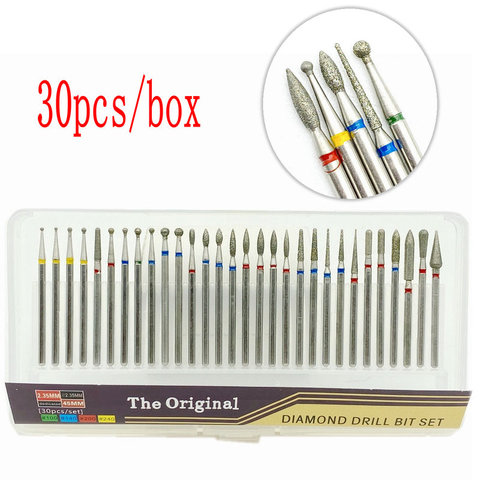 30pcs/set Diamond Grinding Burs Engraving Carving Polishing Glass Jade Stone Drill Bit Dental/nail Rotary Tool Set ► Photo 1/6