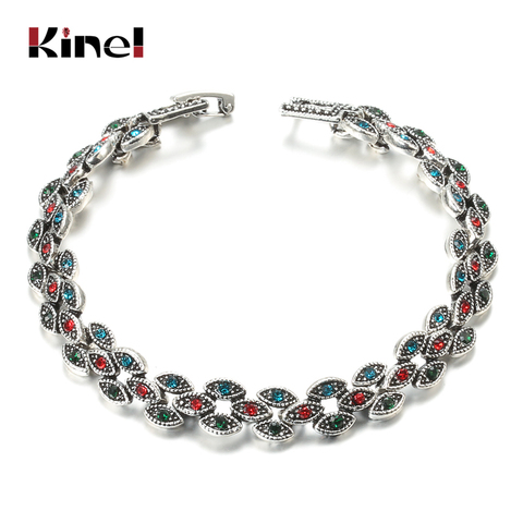 Kinel-Bracelets Vintage plaqué argent pour femmes, en cristal ovale, breloque Simple, turc de fiançailles, bijoux Boho ► Photo 1/6