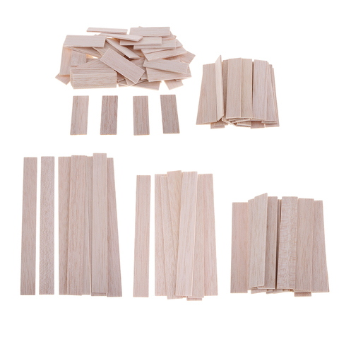 Bâtons de Balsa en bois dur non fini, cheville, modèle de bricolage, bandes artisanales en bois bricolage pour le travail du bois ► Photo 1/6