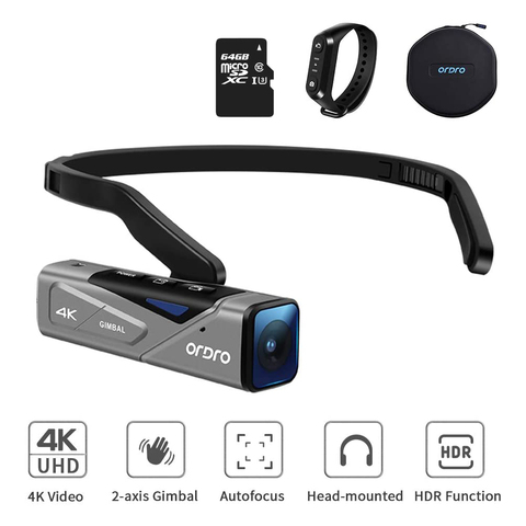 Caméra Vlog pour vidéos YouTube Ordro EP7 4K WiFi Mini tête portable caméscope Filmadora avec télécommande mémoire carte SD 64GB ► Photo 1/6