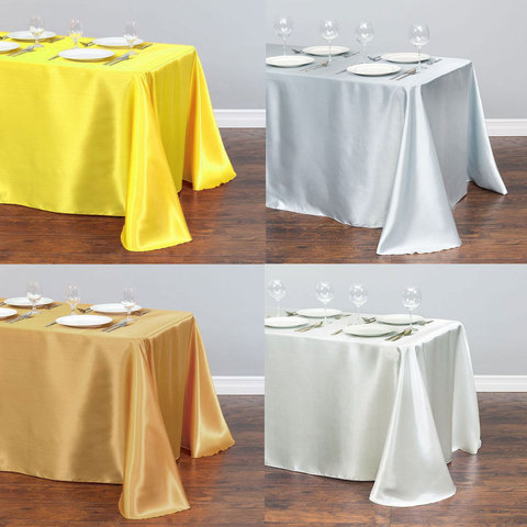 Nappe en Satin de Style moderne or blanc, 1 pièces, couverture de Table pour fête de mariage de noël, décoration de maison ► Photo 1/6