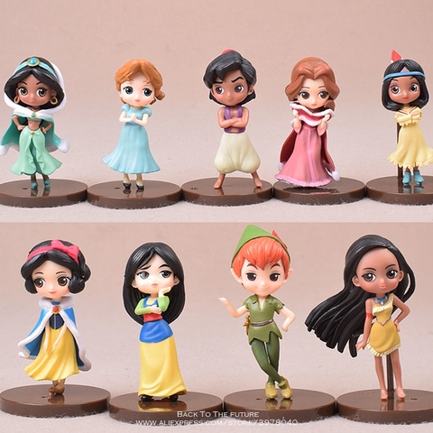 Figurine de Disney Aladdin jasmine Moana, princesse 9 pièces/ensemble 7.5cm, mini jouet de Collection, modèle de dessin animé, cadeau pour enfants ► Photo 1/5