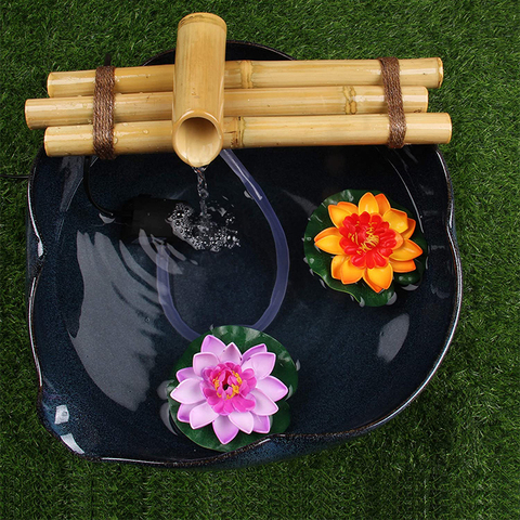 Bamboo Water Fountain for Yard Indoor/Outdoor Fountain 12” Wide Three-Arm Style Base Fountain Zen Garden Split Resistant Bamboo ► Photo 1/1