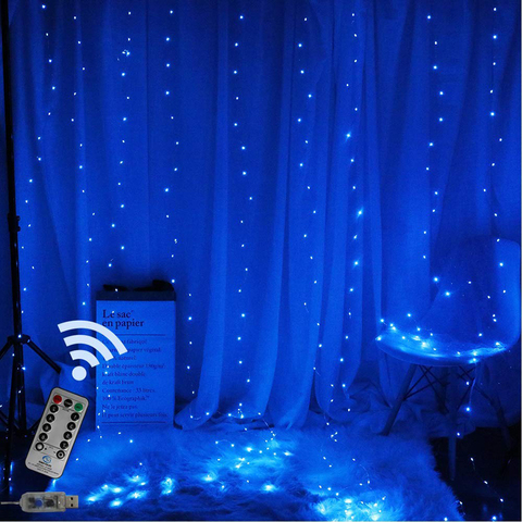 Guirlande lumineuse rideau à lumière LED 3M, alimentée par batterie USB, décorations de nouvel an, noël, pour maison, chambre à coucher, mur de fenêtre ► Photo 1/6