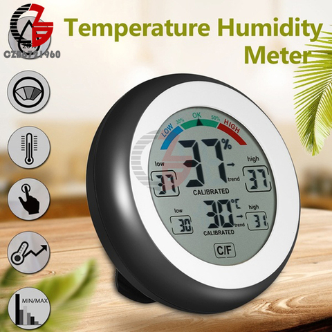 Thermomètre et hygromètre numérique analogique avec écran tactile pour voiture, pour intérieur et extérieur, température humidité, Station météo Celsius ► Photo 1/6