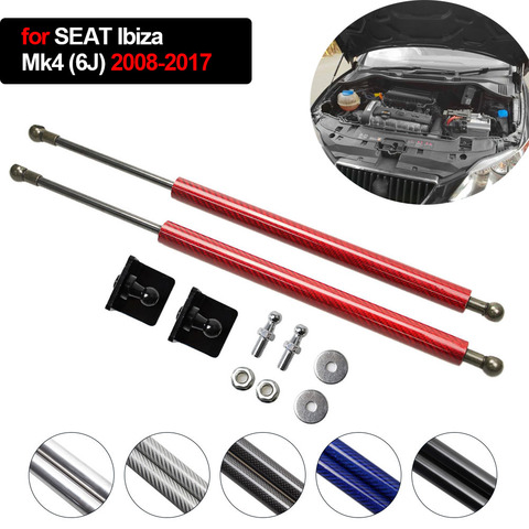 Capot avant avec amortisseurs et entretoises à gaz pour SEAT Ibiza Mk4 (6J), Support de levage en Fiber de carbone, 2008 – 2017 ► Photo 1/6