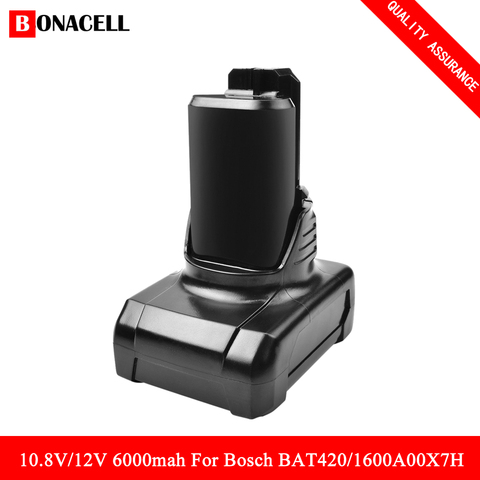 6000mAh 10.8V/12V Li-ion BAT420 Rechargeable Batterie pour BOSCH BAT411 BAT412A BAT413A D-70745GOP 2607336013 2607336014 PS20-2 ► Photo 1/6