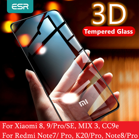 Protection d'écran ESR pour Xiaomi Mi 8 9 Pro SE CC9e 3D couverture complète protection Anti-rayons bleus verre trempé pour Redmi Note 7 8 K20 Pro ► Photo 1/6