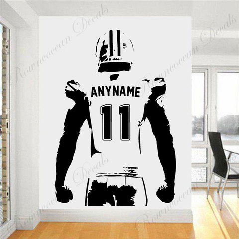 Autocollant mural personnalisé avec nom et numéro de joueur de Football américain, papier peint artistique en vinyle, décor de maison, chambre de garçons, autocollants de Football, 4743 ► Photo 1/1