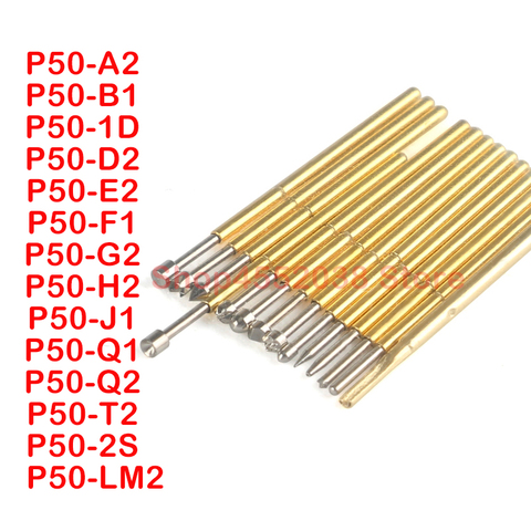 Sondes à ressort pour essai à broche Pogo, 20 pièces P50-B1 P50-F1 P50-J1 P50-Q1 P50-A2 P50-Q2 P50-D2 P50-T2 P50-LM2 P50-H2 P50-1D P50-E2 P50-2S ► Photo 1/6