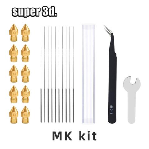 Imprimante 3D outils kit buse spinner clé + pince à épiler + E3D v5/V6/MK8/mk7 0.4mm/1.75mm buse + buse de nettoyage foret ► Photo 1/6