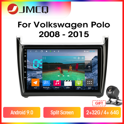 JMCQ – autoradio T9 android 9.0, 4 go/64 go, navigation GPS, DSP, RDS, écran partagé, lecteur multimédia, 2 Din, pour voiture Volkswagen Polo (2008 – 2015) ► Photo 1/6