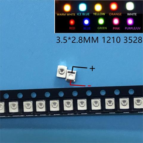 Kit de Diodes LED SMD 100, 2835 pièces/lot, vert, rouge, blanc chaud, bleu glacé, jaune, rose, violet, UV, Orange, 3528 ► Photo 1/2