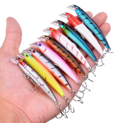 Lot d'appâts artificiels pour la pêche, pack d'appâts pour attraper des poissons comme les ménés, les brochets ou les carpes, avec yeux 3D, 8cm, 5g, 12 pièces ► Photo 1/6