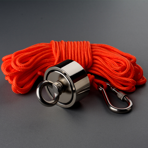 Aimant néodyme puissant Double face 0-150kg x 2, aimant puissant avec anneau support de Base pour pêche de récupération ► Photo 1/6